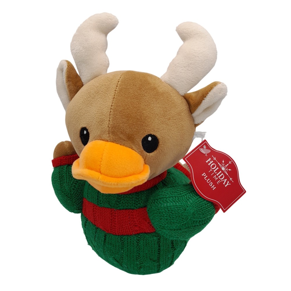 Holiday Time Plush Deer Quackerz Duck Reindeer Christmas Sweater 209101-D